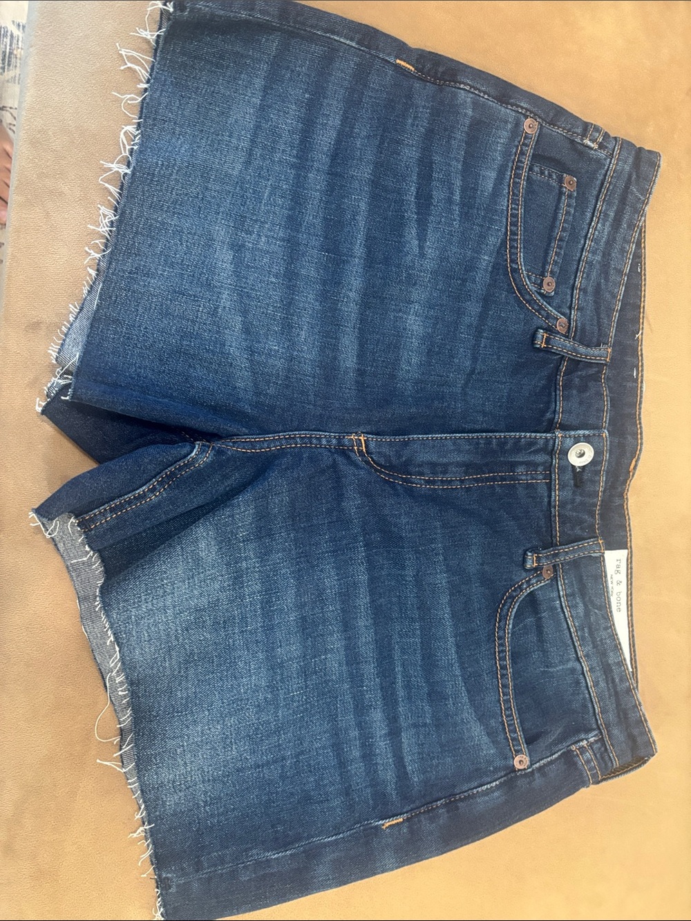 rag & bone Indigo Frayed Hem Denim Shorts